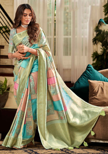 Green Colour Fancy Silk Saree