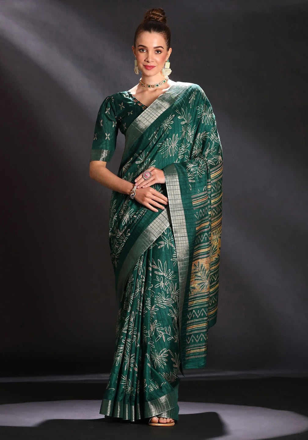 Dark Green Dola Saree - DO16