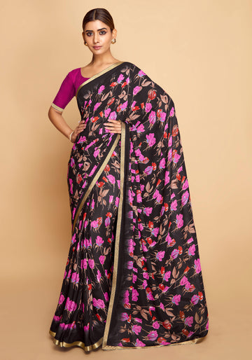 Chiffon Black Colour Sarees - Surbhi-vol-05