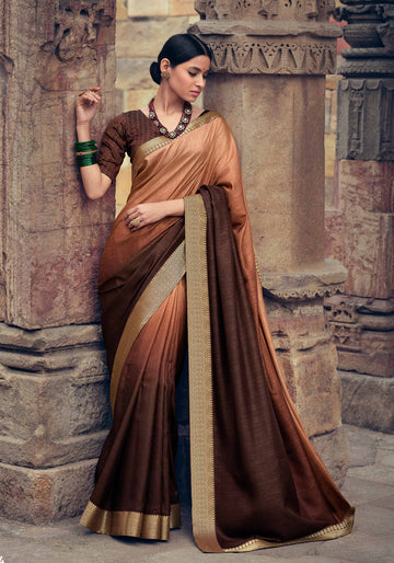 Chiffon Brown Colour Sarees - kasak-vol-04