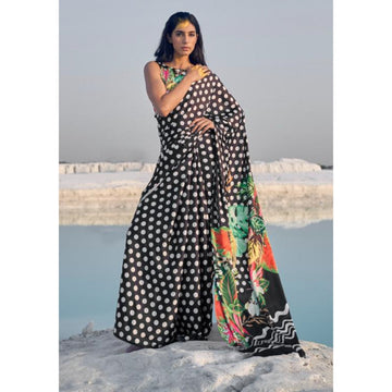 Black Colour Printed Sarees