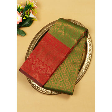 Green Colour Copper Zari Premium Silk Sarees One
