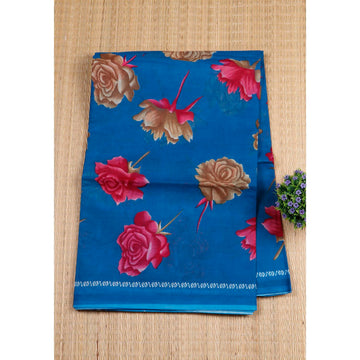 Blue Colour Voile Cotton Sarees