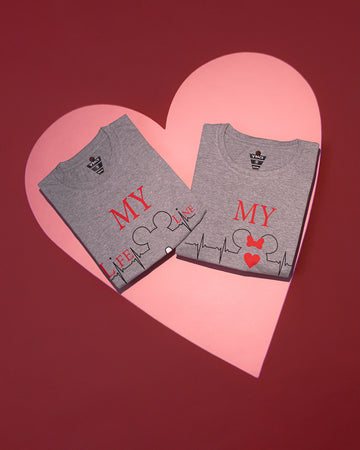 Grey Printed Couple T Shirt