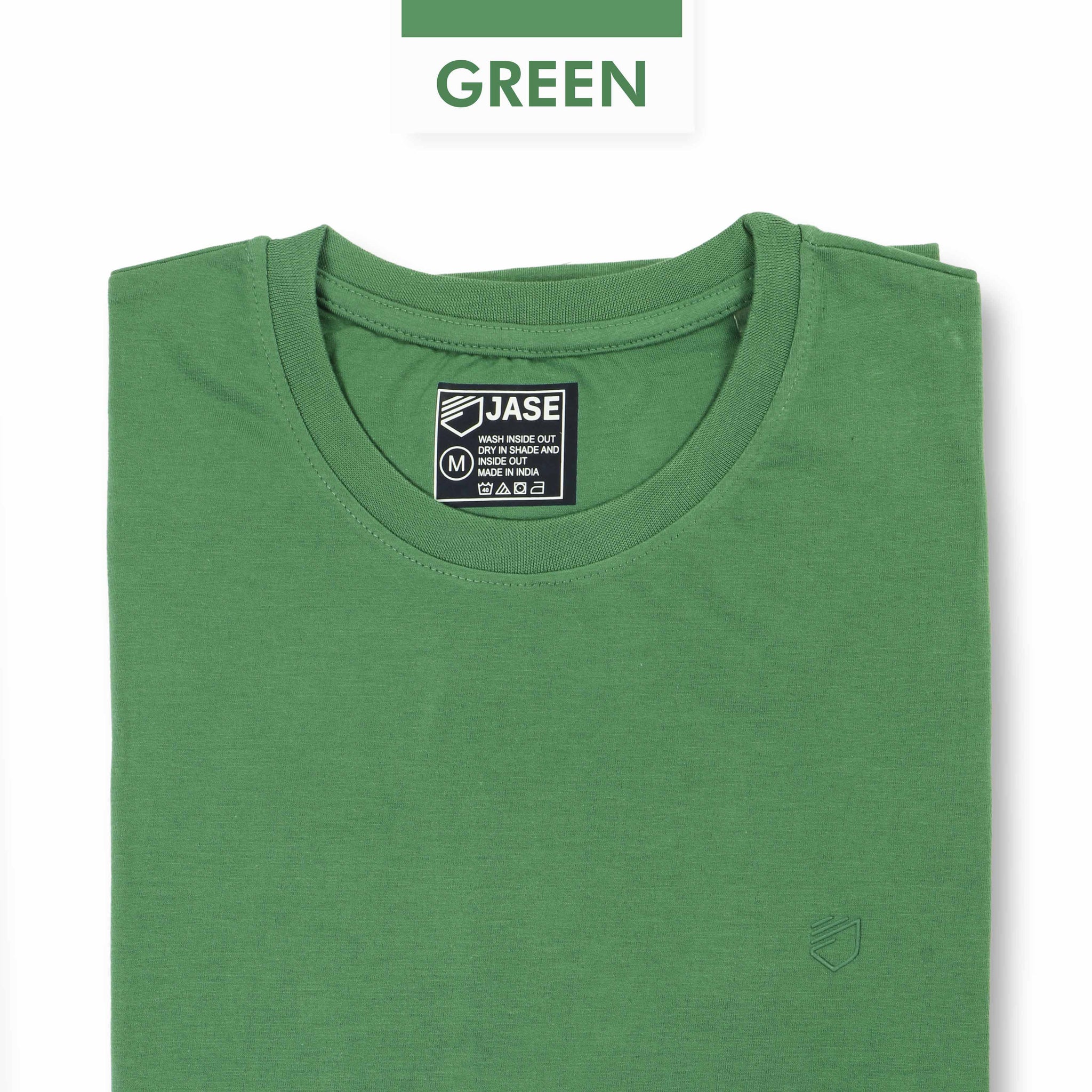 Jase Green Color Cotton Jersey Half Sleeve Round Neck Tshirt