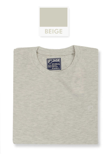 Jase Beige Color Cotton Jersey Half Sleeve Round Neck Tshirt