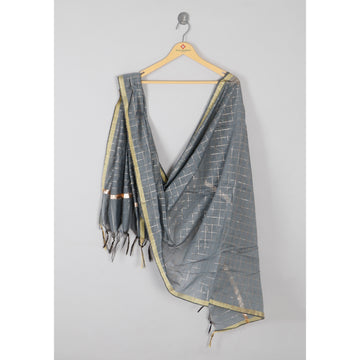 Grey Colour Dupatta Checked