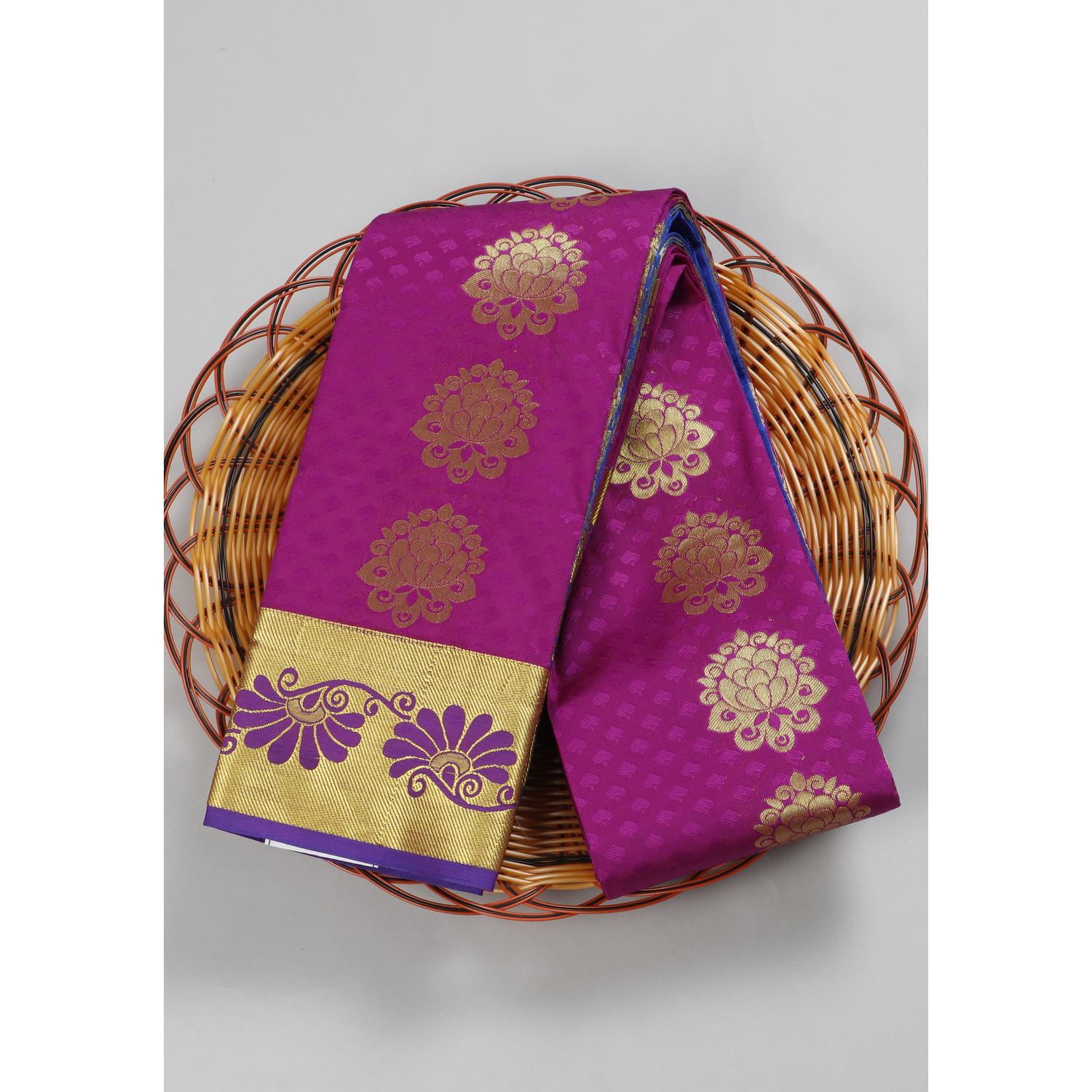 Purple Colour Aparna Saree with Gold Border