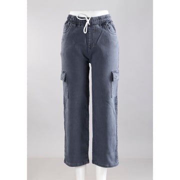 Women Grey Mom Fit Cargo Jeans 2