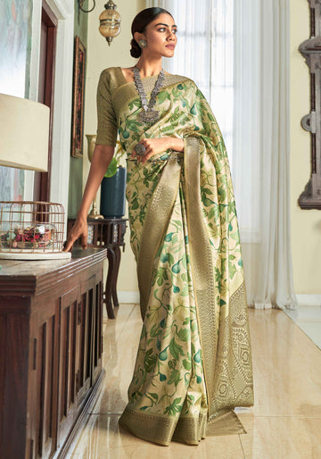 Green Colour Fancy Silk Saree