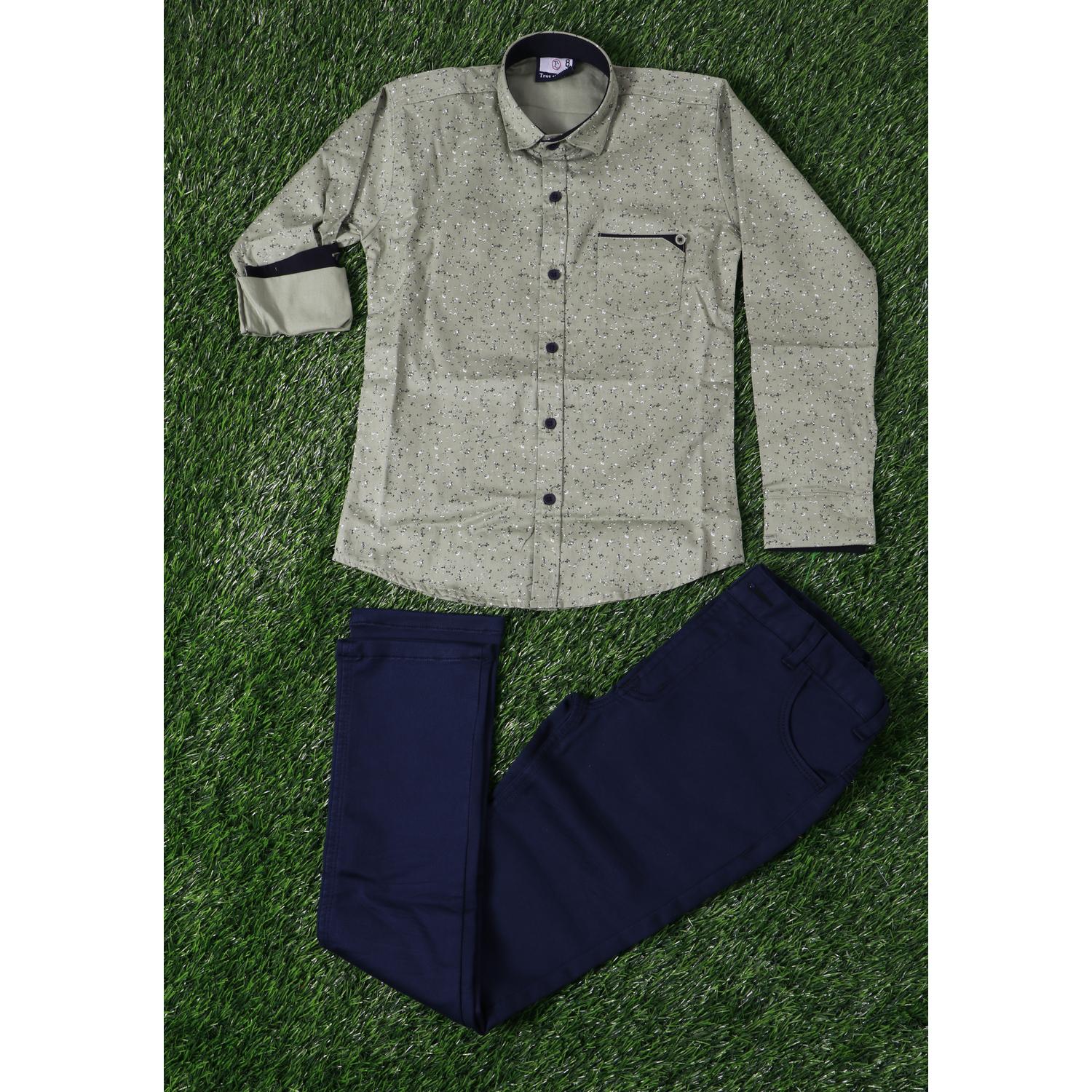 Grey & Navy Blue Colour Boys Suit