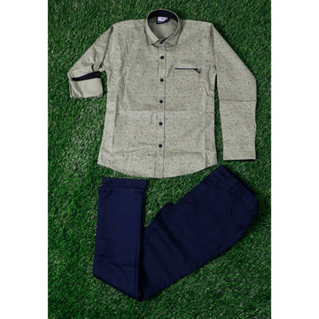 Grey & Navy Blue Colour Boys Suit