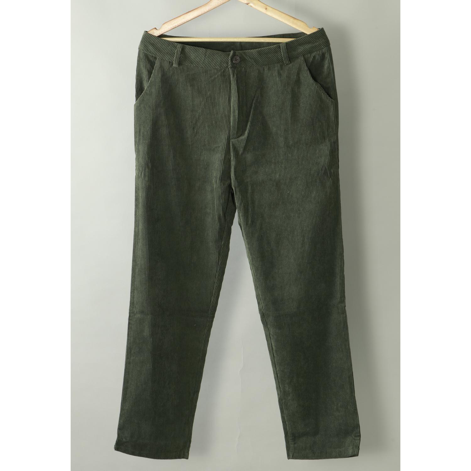 Women's Dark Green Colour Cotton Pant