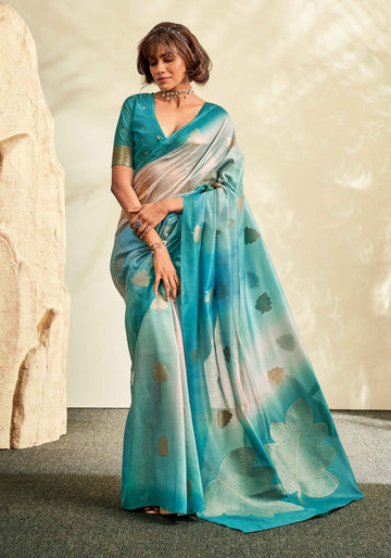 Sky Blue Colour Fancy Silk Saree