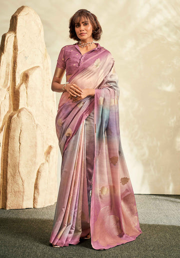 Onion Pink Colour Fancy Silk Saree