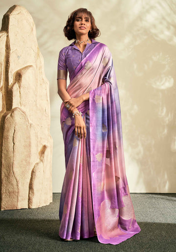 Violet Colour Fancy Silk Saree