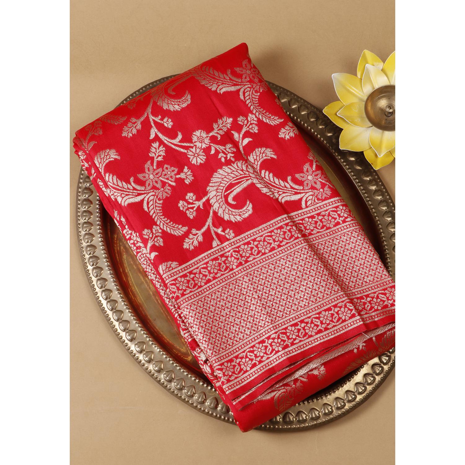 Red Colour Banarasi Silk Saree