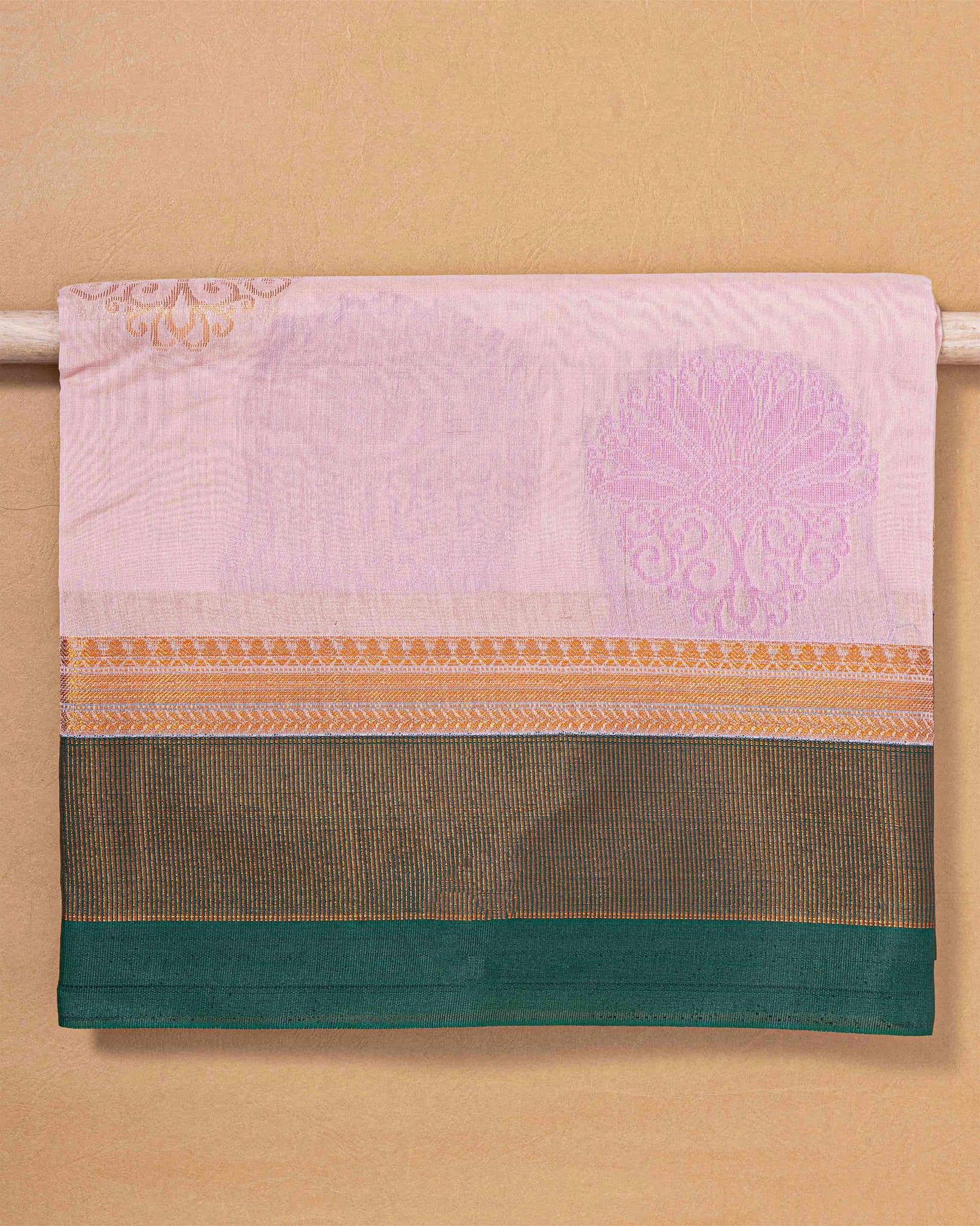 Light Pink Printed Silk Cotton Saree