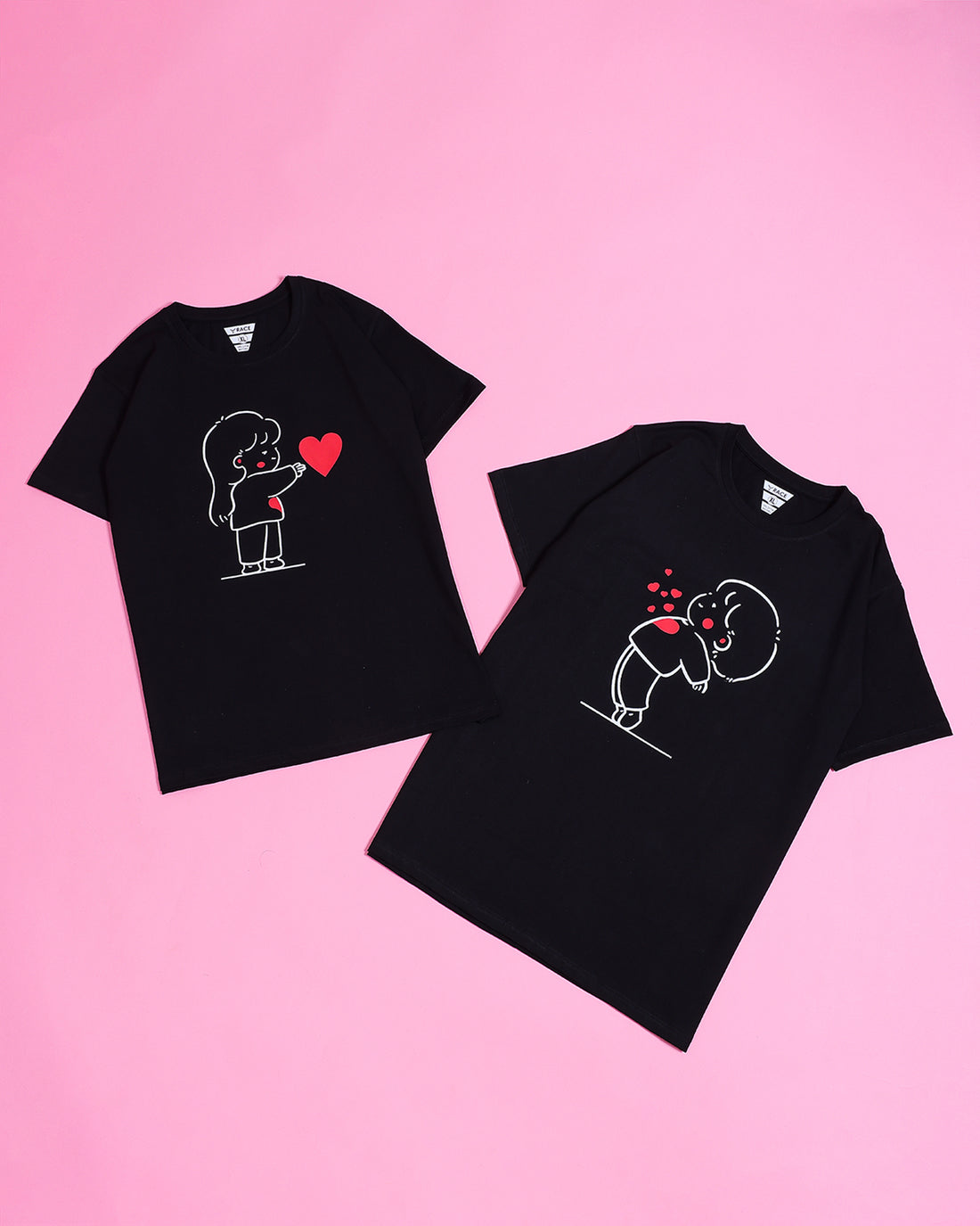 Black Printed Couple T Shirt