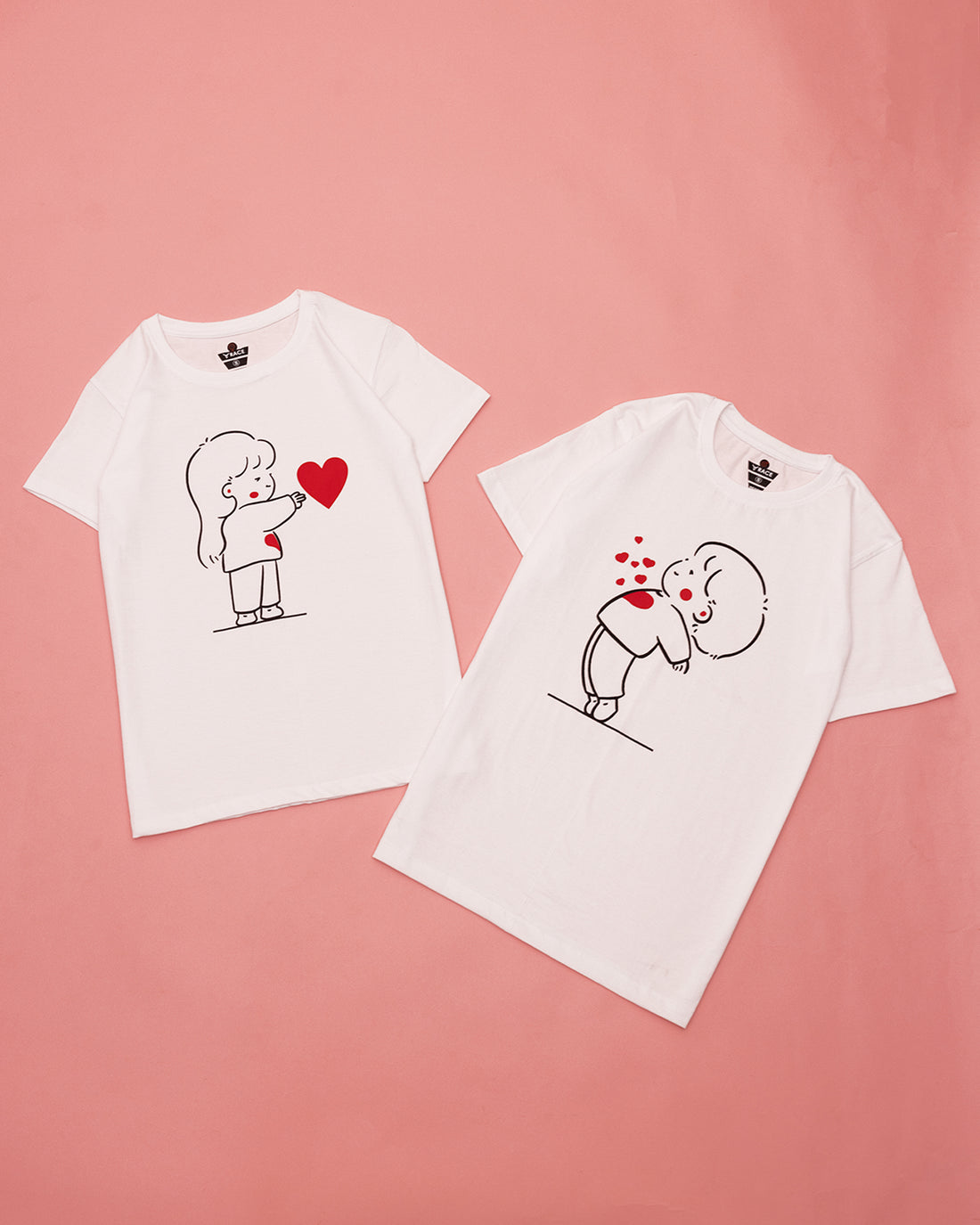 White Printed Couple T Shirt