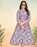 Designer Lavender Colour Printed Women's Kurti