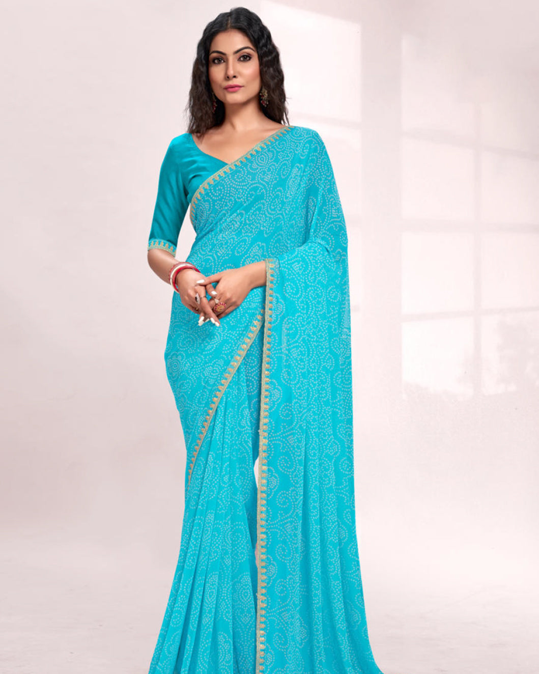 Sky Blue Colour Fancy Saree