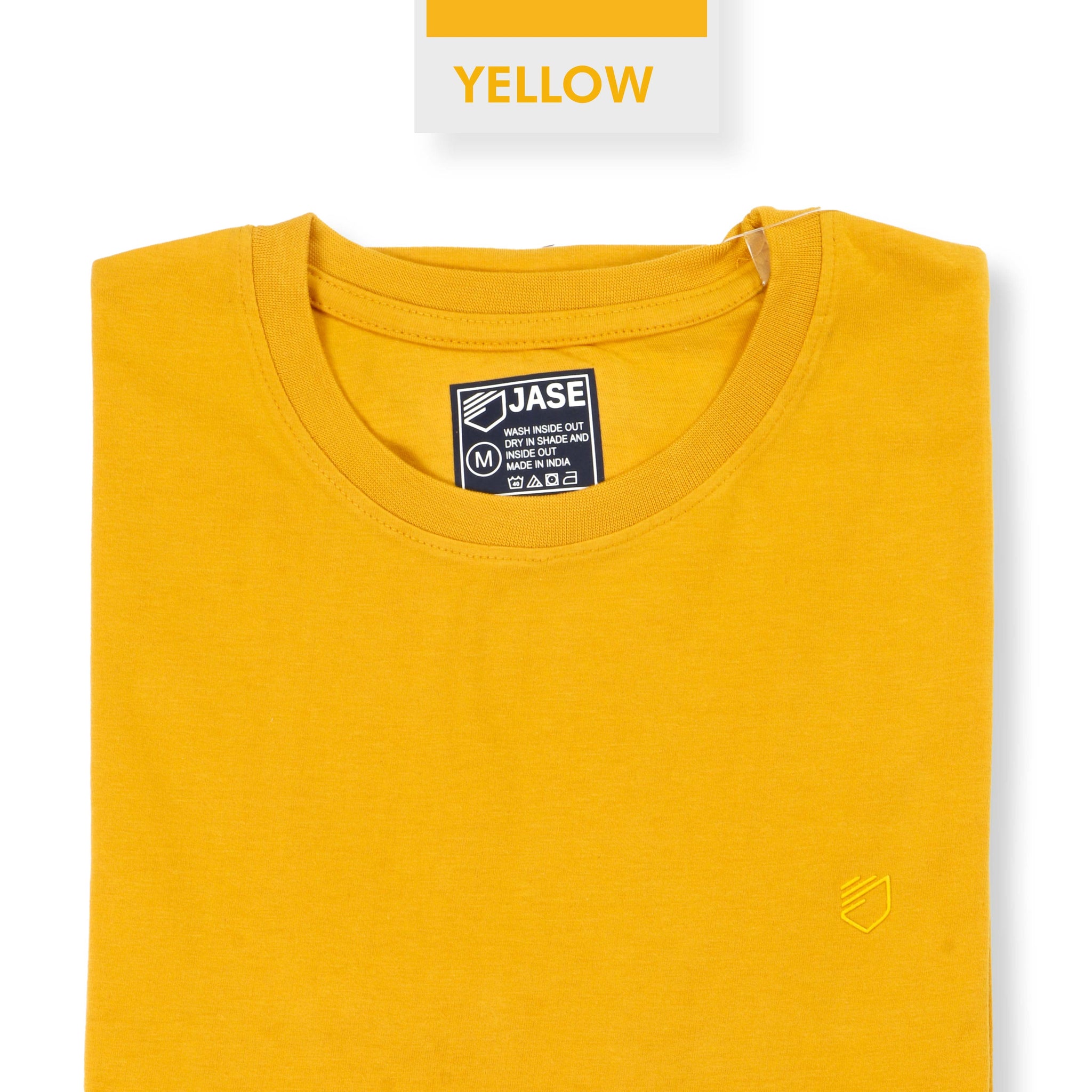 Jase Yellow Color Cotton Jersey Half Sleeve Round Neck Tshirt