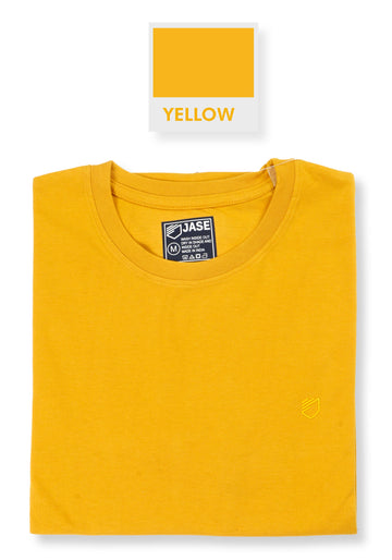 Jase Yellow Color Cotton Jersey Half Sleeve Round Neck Tshirt