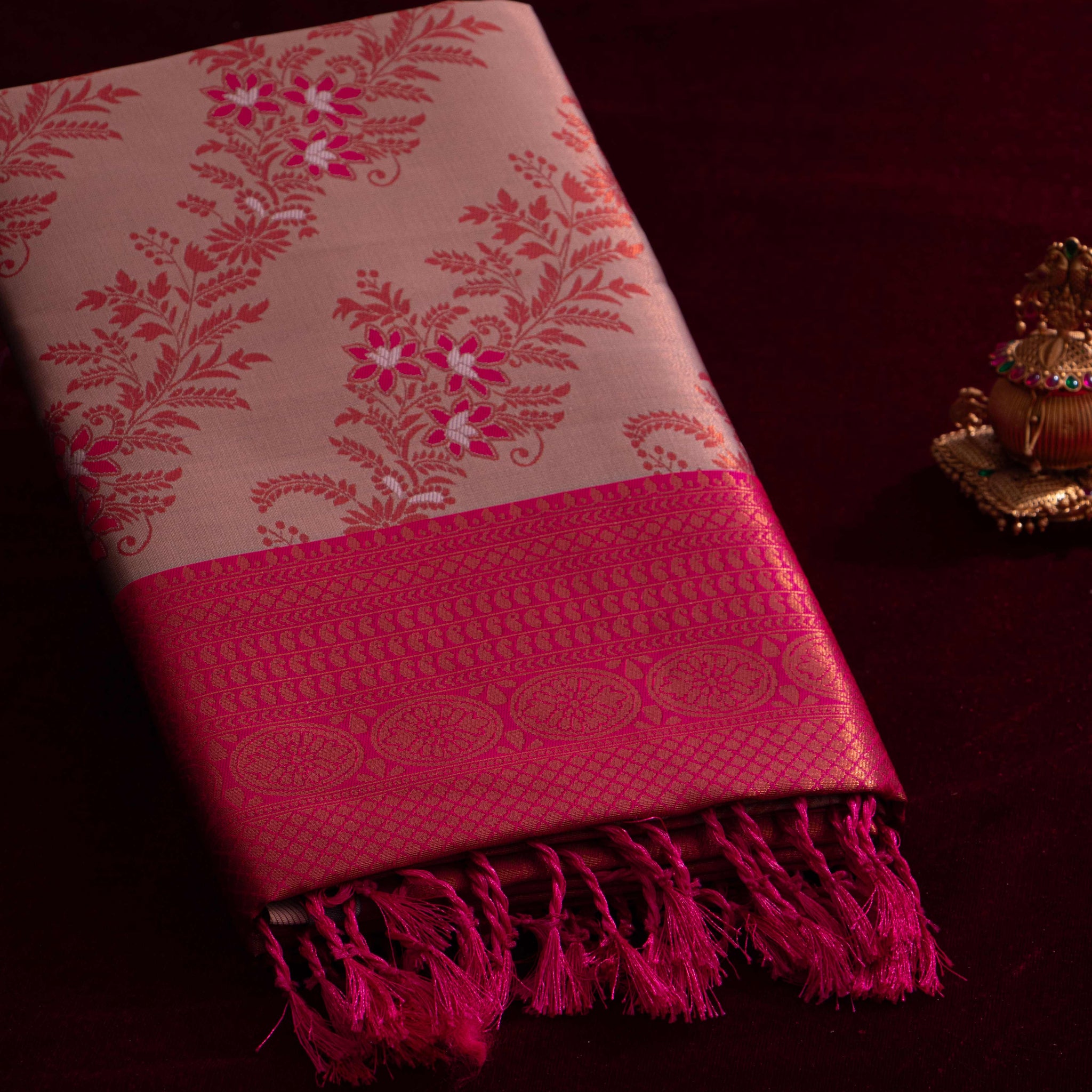 Copper Color Lichi Silk Saree