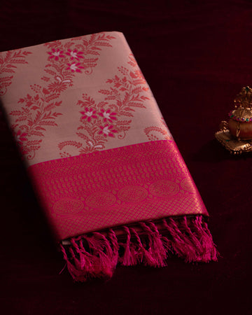 Copper Color Lichi Silk Saree