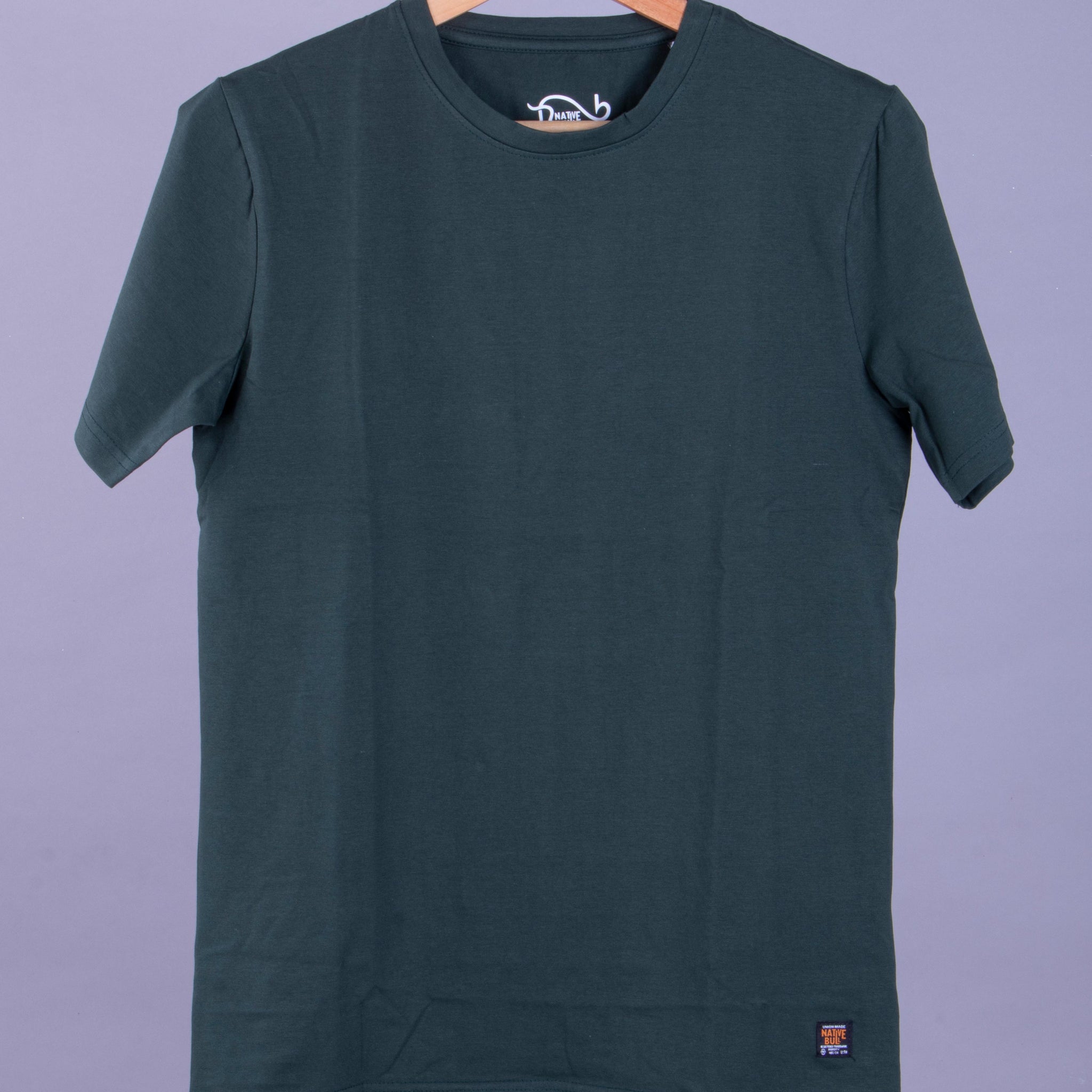 Nativebull Dark Green Color Cotton Half Sleeve Round Neck T Shirt