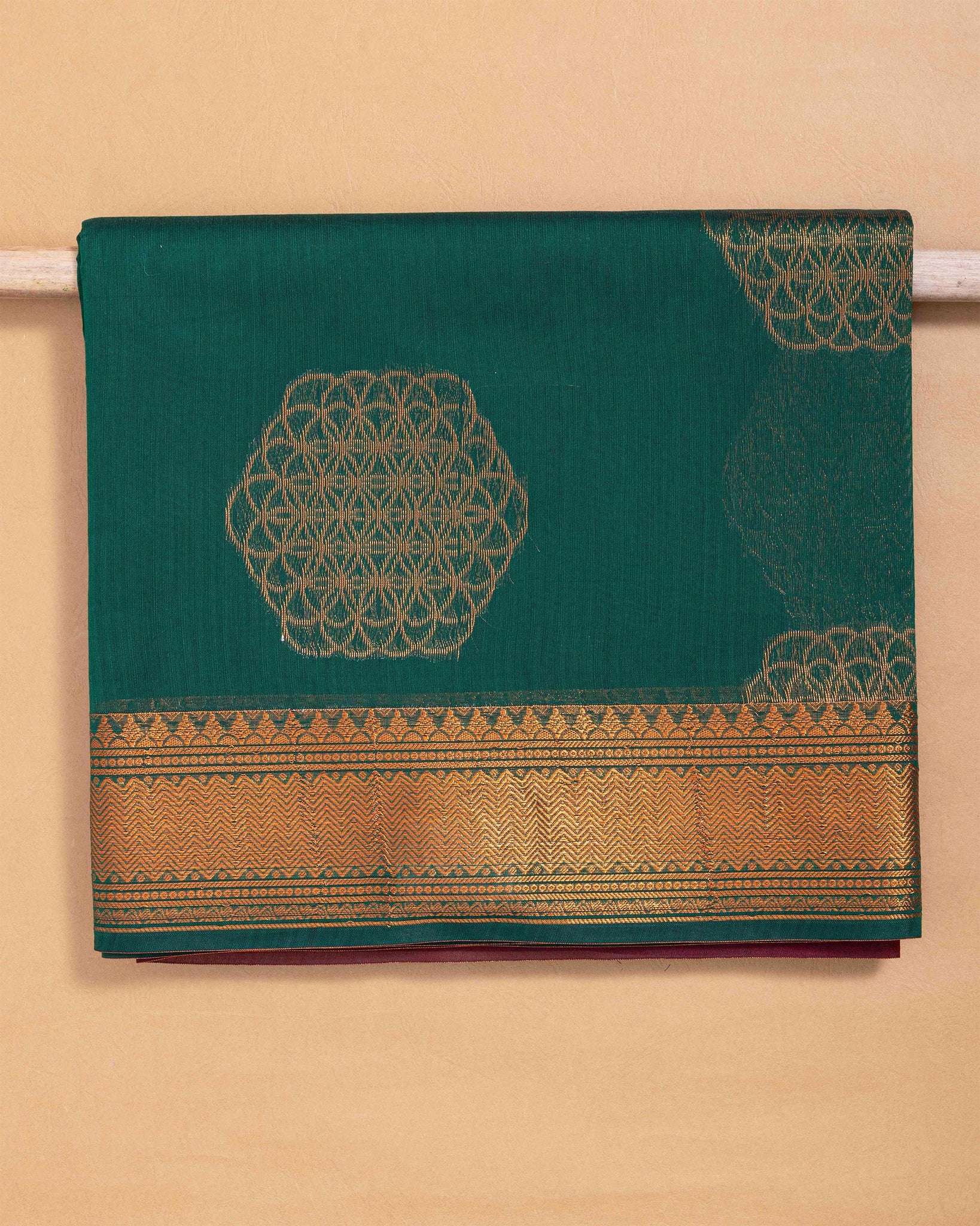 Green Printed Silk Cotton Saree