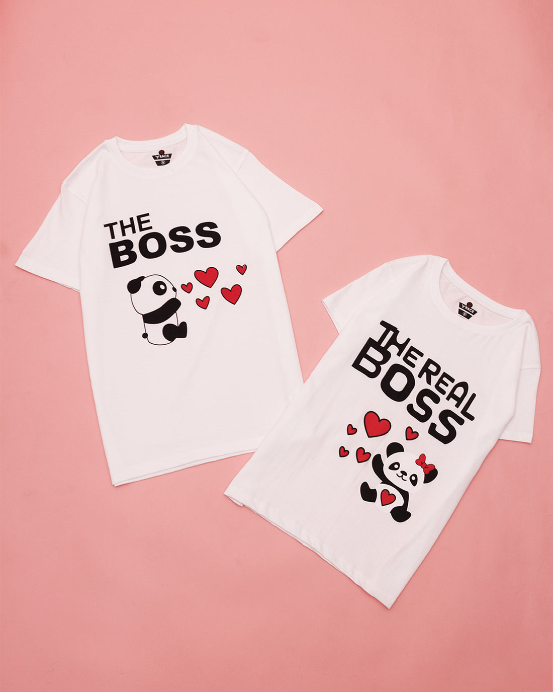 White Printed Couple T Shirt