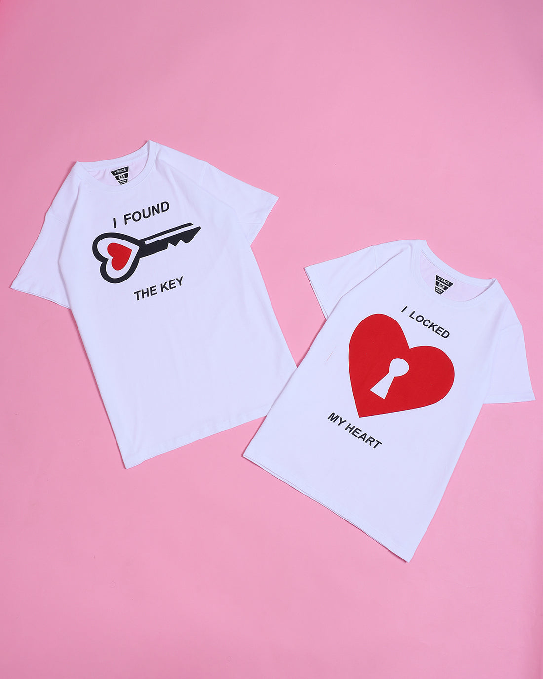 White Printed Couple T Shirt