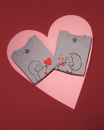 Grey Printed Couple T Shirt