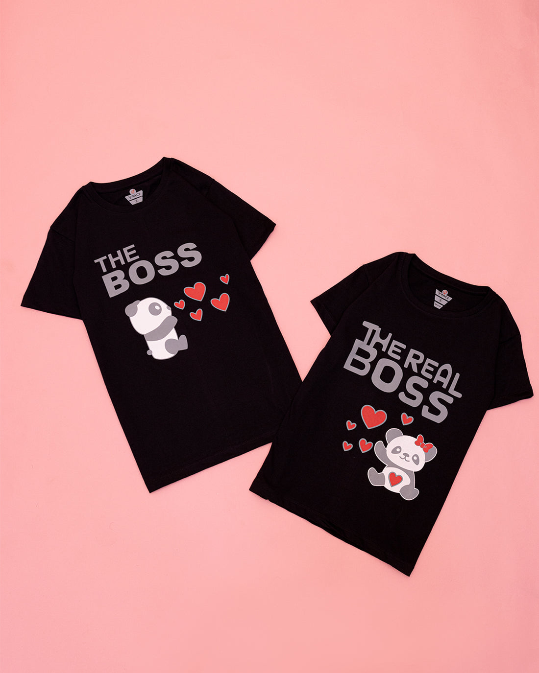 Black Printed Couple T Shirt