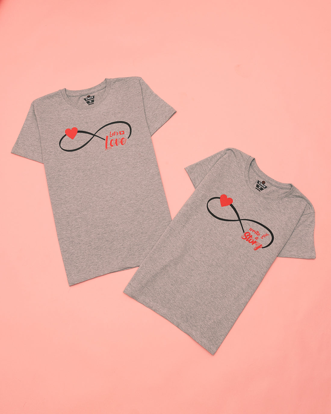 Grey Printed Couple T Shirt