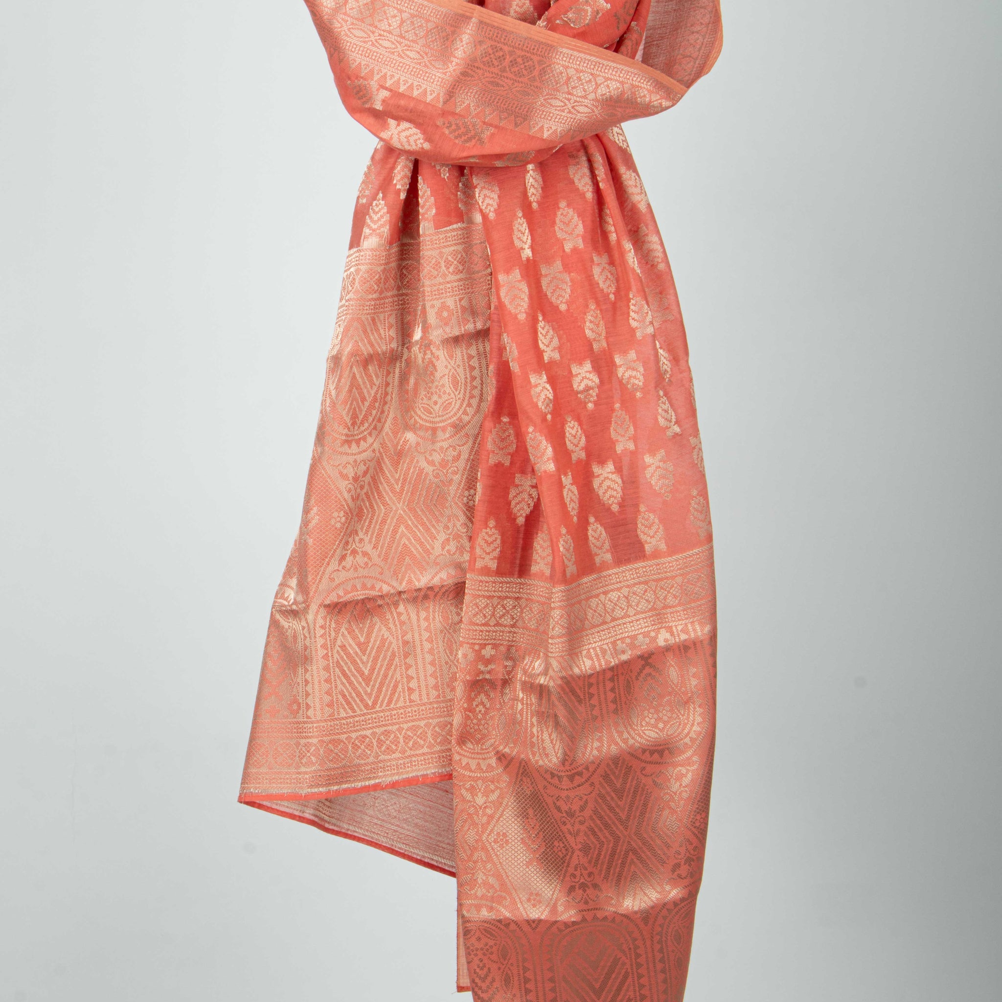 Orange Colour Printed Stole