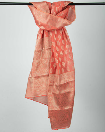 Orange Colour Printed Stole