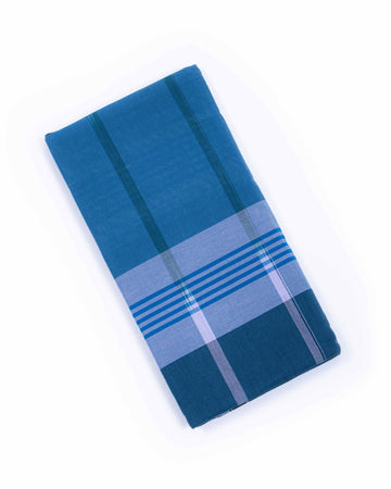 Sangu Brand Blue Checkered 2.10 m Stitched Lungi