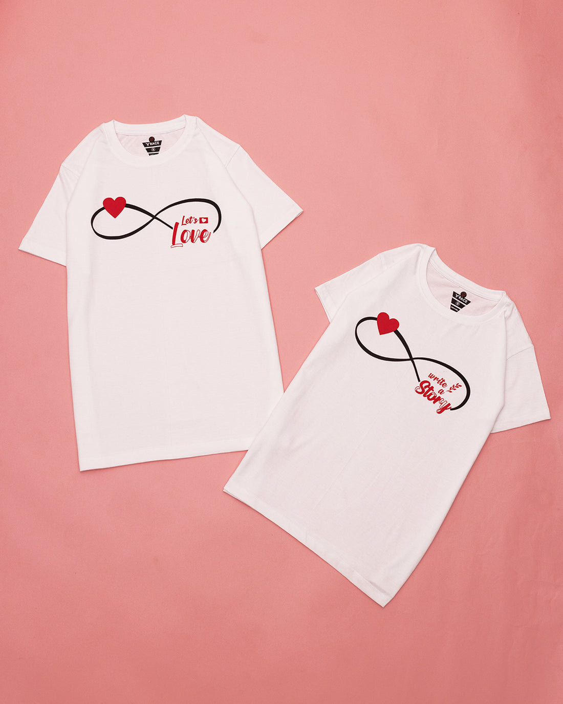 White Printed Couple T Shirt