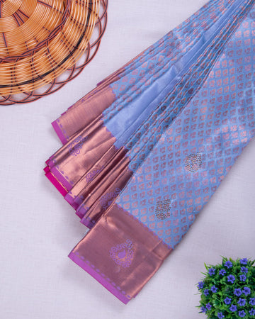 Blue Colour Printed Tissue Saree