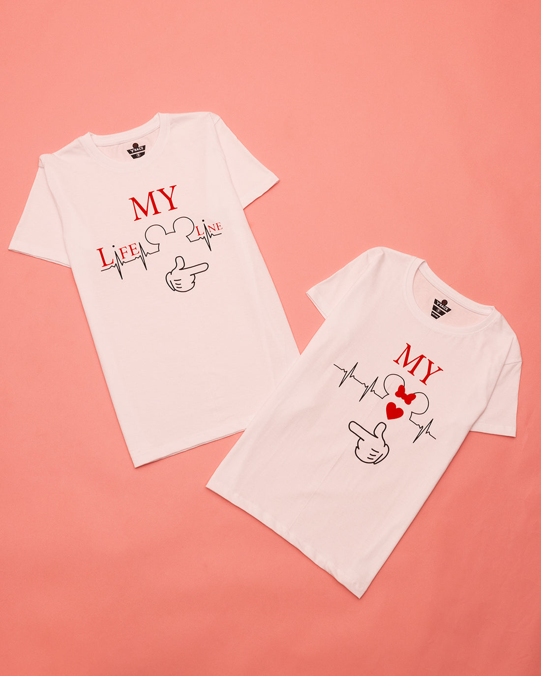 White Printed Couple T Shirt