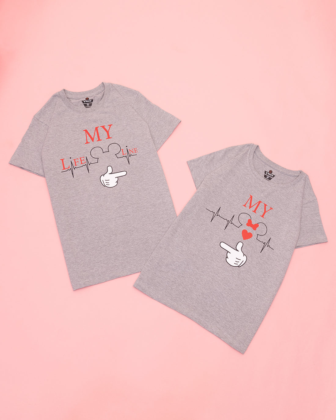 Grey Printed Couple T Shirt