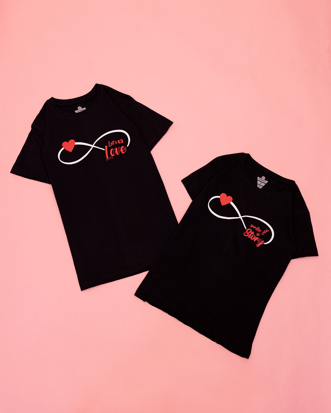 Black Printed Couple T Shirt