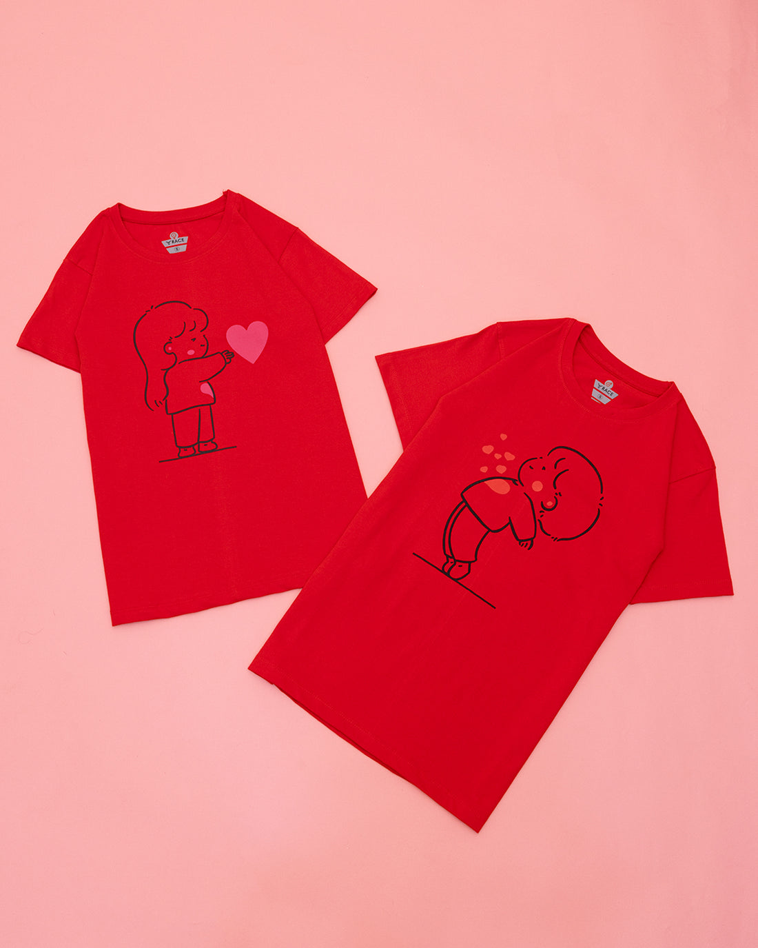 Red Printed Couple T Shirt