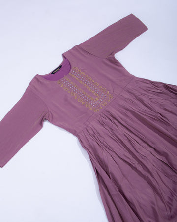 Designer Purple Colour Embroidered Women's Kurti