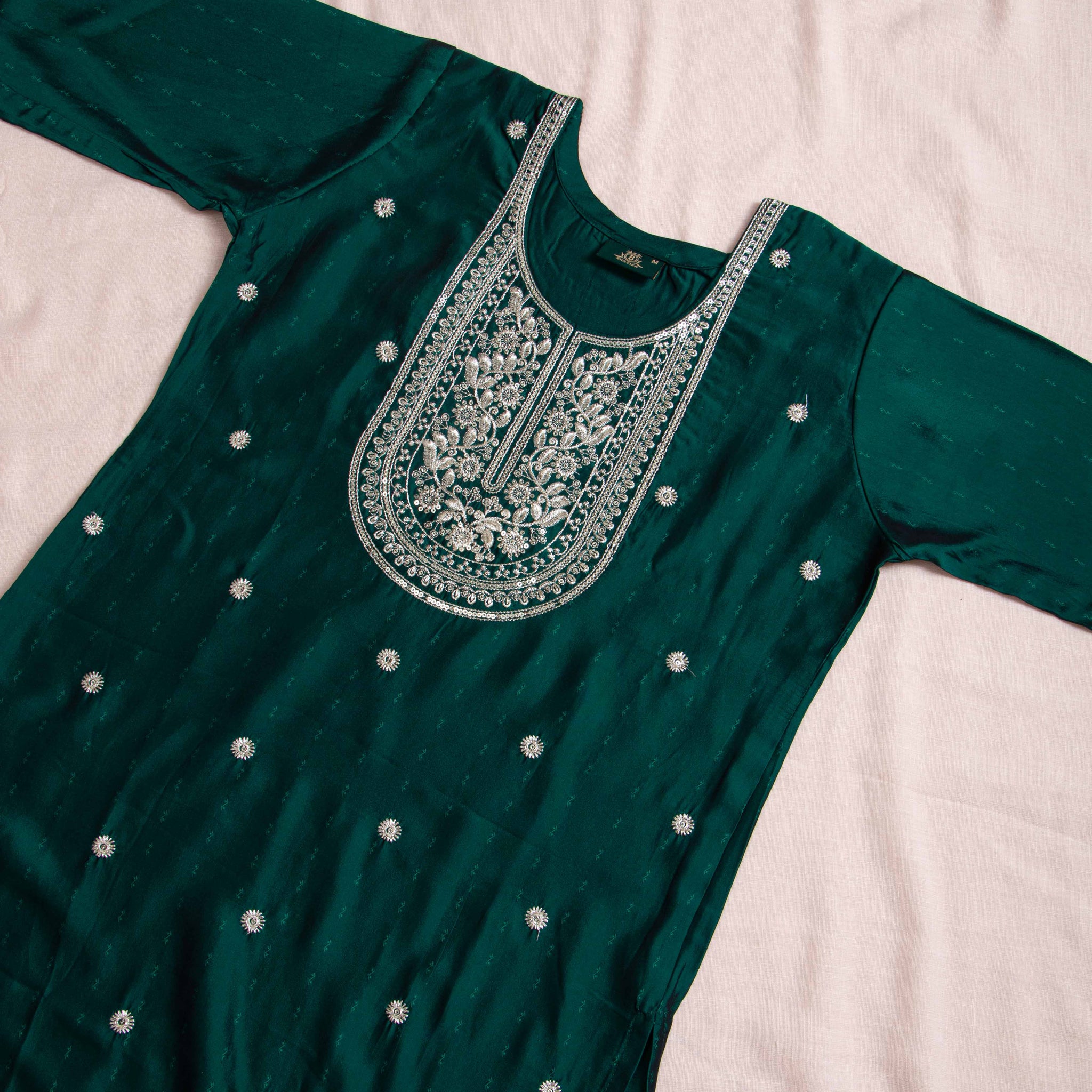 Designer Green Colour Embroidered Women's Kurti