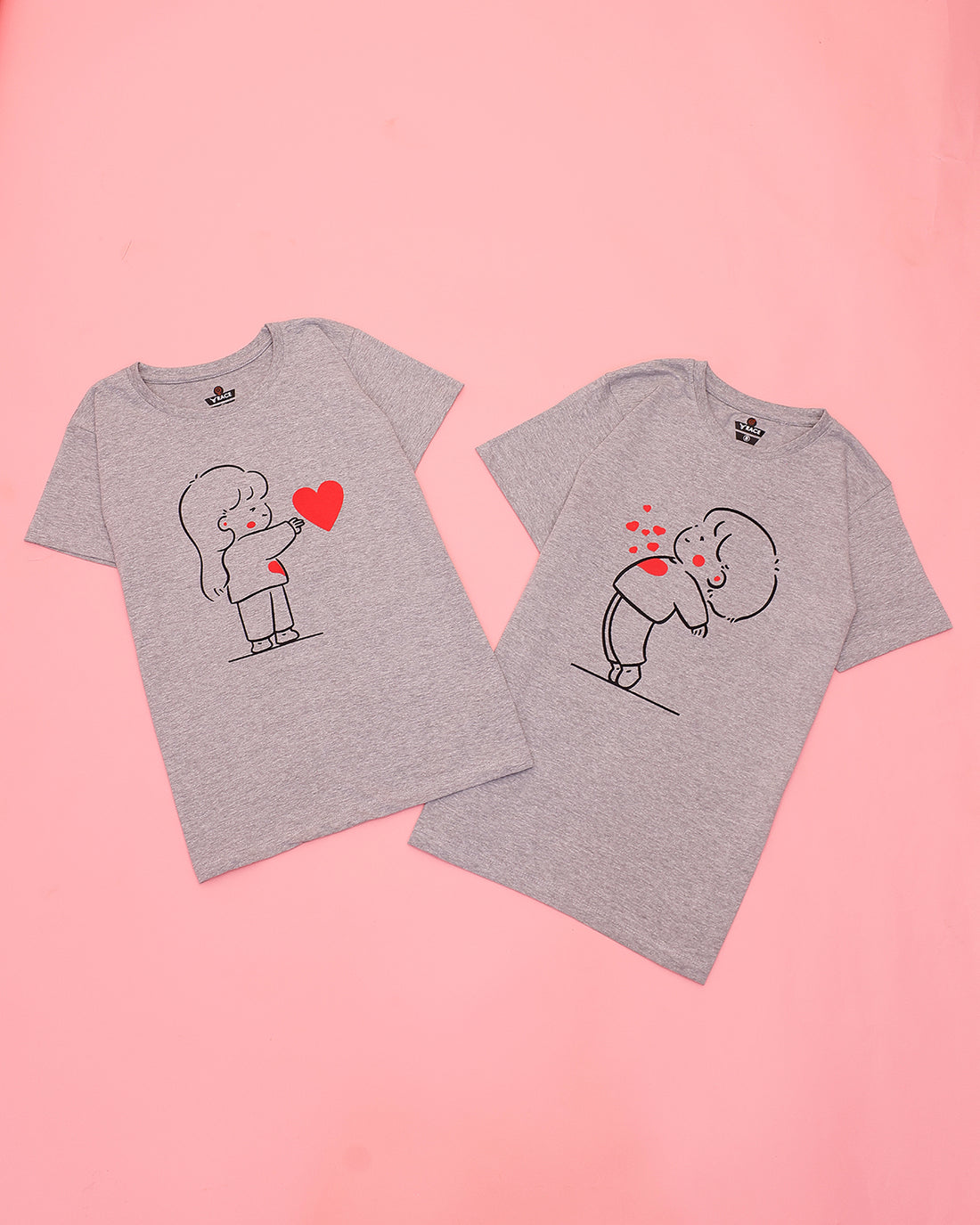 Grey Printed Couple T Shirt