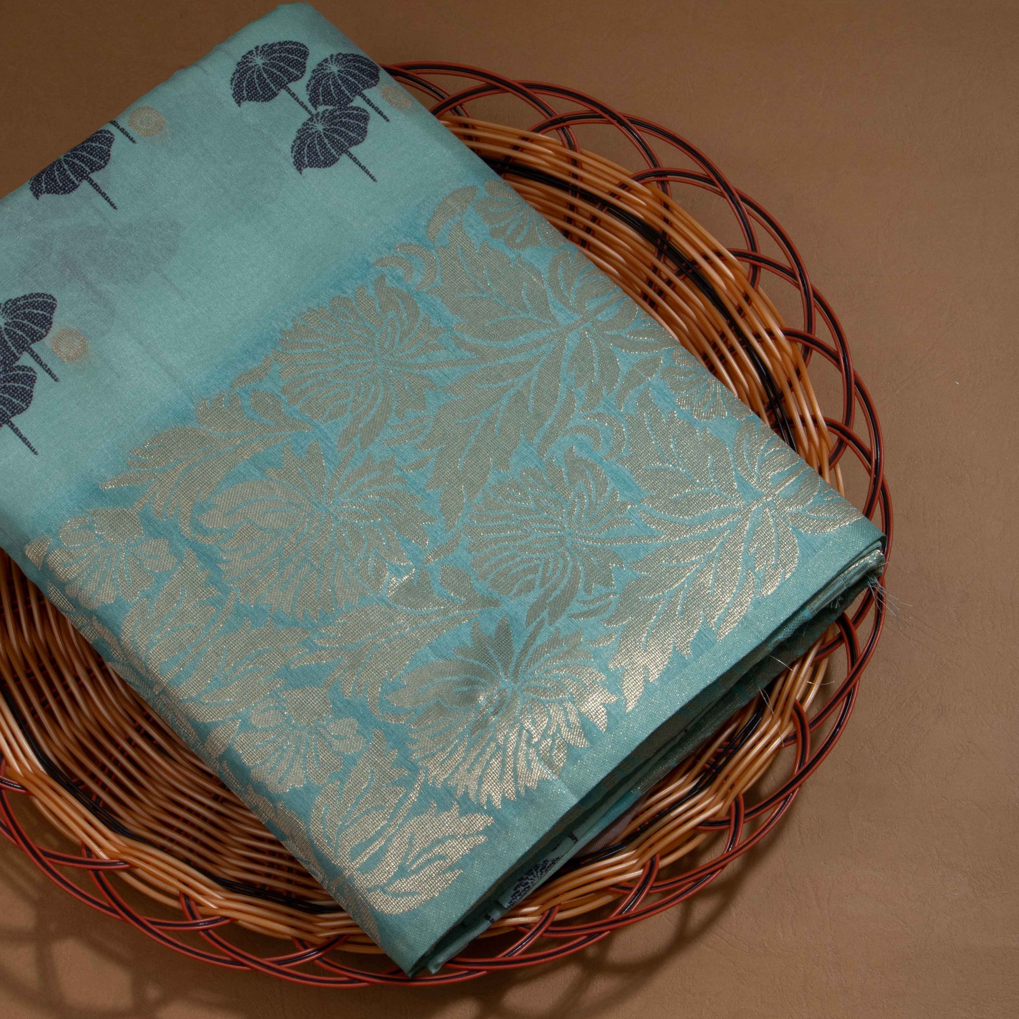 Sky Blue Color Tussar Silk Saree